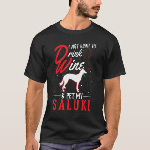 Saluki und Wine Persischer Greyhound Saluki T-Shirt