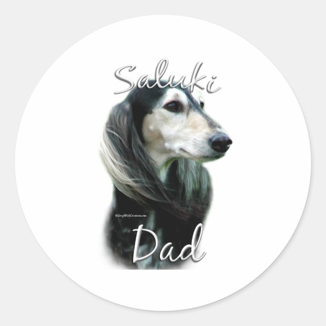 Saluki-Vater 2 Runder Aufkleber (Vorderseite)
