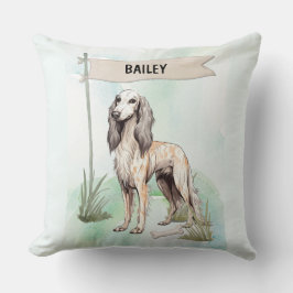 Saluki Watercolor Personalized Dog Kissen