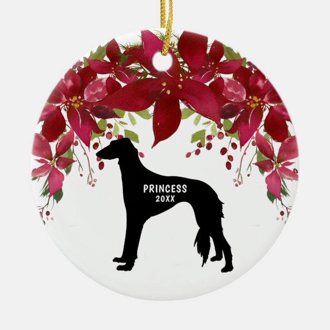 Saluki Weihnachtsverzierung Keramik Ornament (Vorne)
