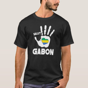 Salut Gabon mit gabunischer Fahne in einer herzhaf T-Shirt