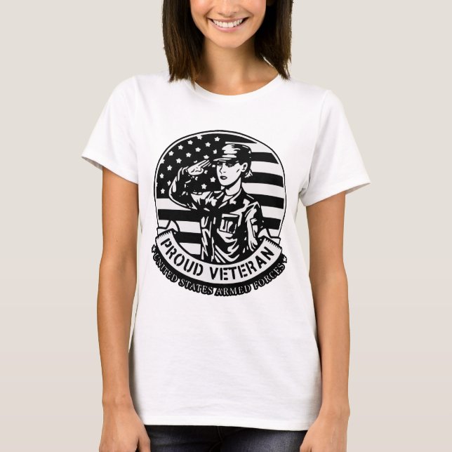 Salute A Proud Female Veteran © FB @ # T-Shirt (Vorderseite)