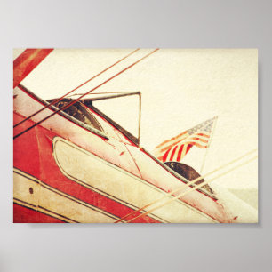 "Salute" Antike Flugzeuge Rot Poster
