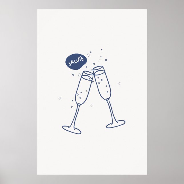 Salute Cheers Glasses Clinkes Print Minimalistisch Poster (Vorne)