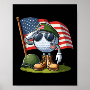 Salute Golf American USA Flag Gedenktag 4. Poster