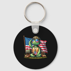 Salute Turtle American Usa Flag Gedenktag 4. Schlüsselanhänger