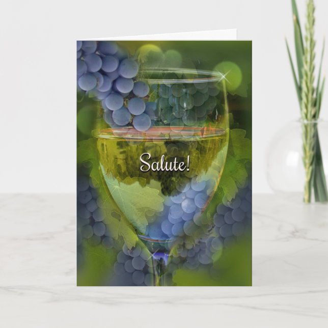 Salute Wine Birthday Card for Friend Karte (Vorderseite)