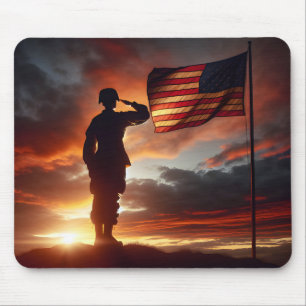 Saluting American Soldier Mousepad