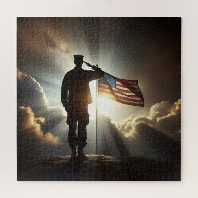 Saluting American Soldier Puzzle (Horizontal)