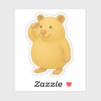 Saluting Cream Hamster Die-Cut Sticker