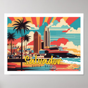 Salvador Bahia Brasil Pop-Art-Reiseillustration Poster