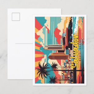 Salvador Bahia Brasil Pop-Art-Reiseillustration Postkarte