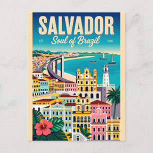 Salvador Brasilien Retro-Reiseposter-Kunst Postkarte
