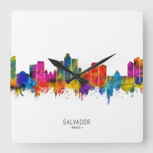 Salvador Brasilien Skyline Quadratische Wanduhr