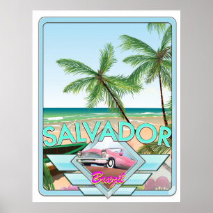 Salvador Brasilien Vintage Reiseposter. Poster