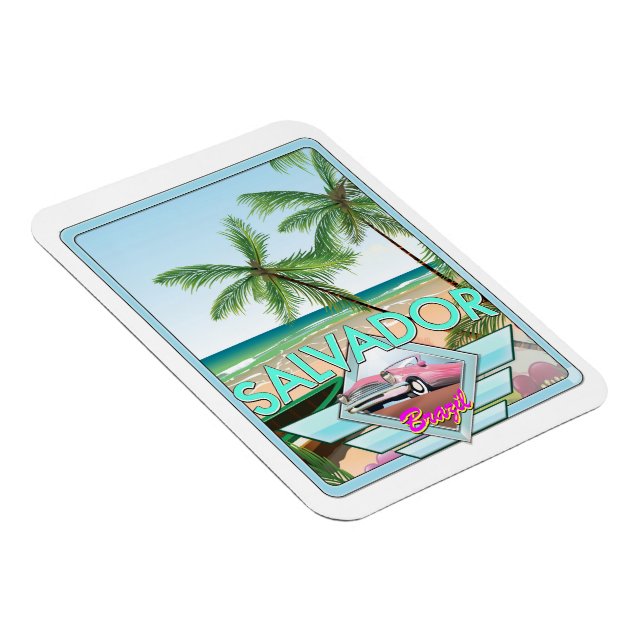 Salvador Brasilien Vintages Reiseplakat. Magnet (Rechte Seite)