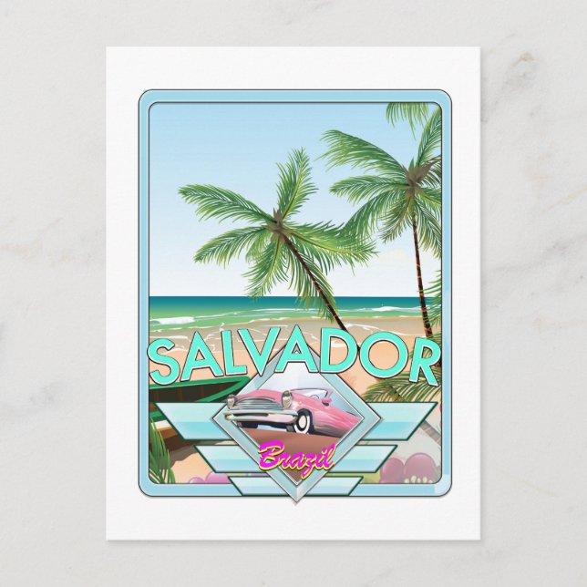Salvador Brasilien Vintages Reiseplakat. Postkarte (Vorderseite)