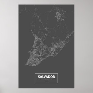 Salvador, Brasilien (weiß auf Schwarzem) Poster