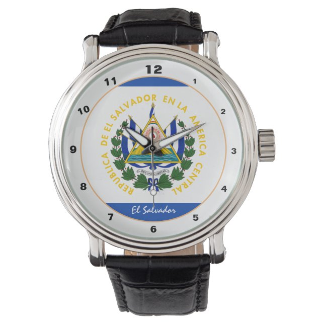 Salvador Flag & El Salvador trendige Mode /Design Armbanduhr (Vorderseite)