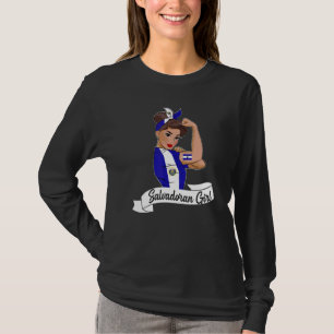 Salvadoran Girl Women Mama Flag DNA El Salvador Sa T-Shirt