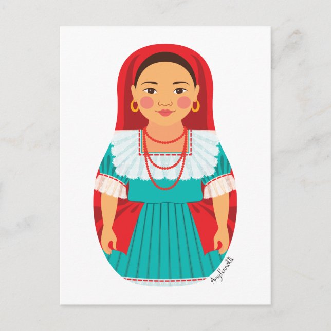 Salvadoran Matryoshka Postcard Postkarte (Vorderseite)