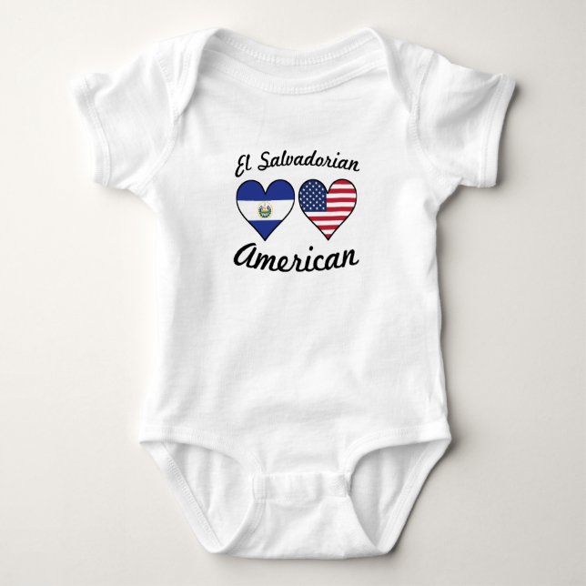 Salvadorianische Flagge-Herzen EL Baby Strampler (Vorderseite)
