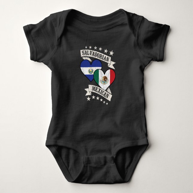 Salvadorianische mexikanische Herzfahnen El Salvad Baby Strampler (Vorderseite)