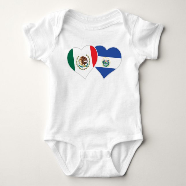 Salvadorianisches Flaggenherz Mexiko El Salvador Baby Strampler (Vorderseite)