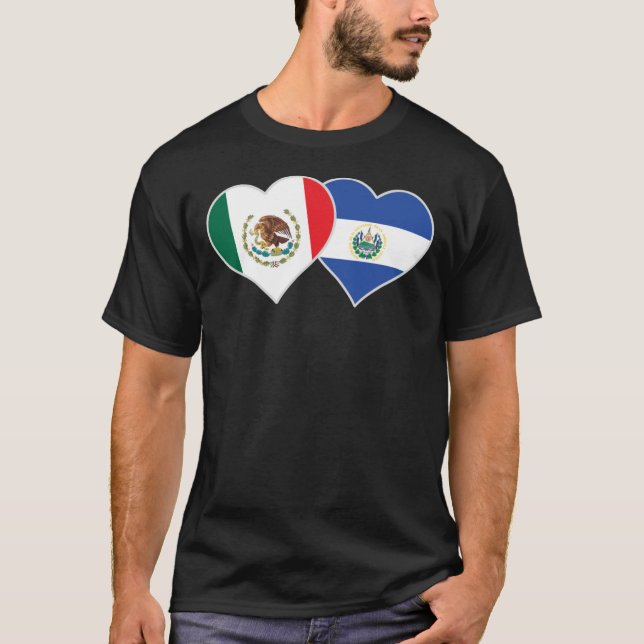 Salvadorianisches Flaggenherz Mexiko El Salvador T-Shirt (Vorderseite)