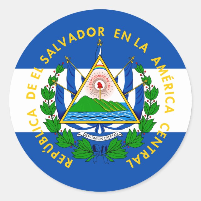 Salvadorische Flagge & Wappen, El Salvador Runder Aufkleber (Vorderseite)