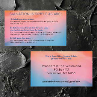 Salvation ABC's Christian Evangelism Gospel KJV  Visitenkarte