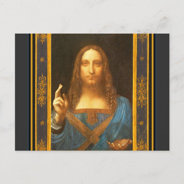 Salvator Mundi 1500 Leonardo da Vinci Fine Art P Postkarte (Vorderseite)