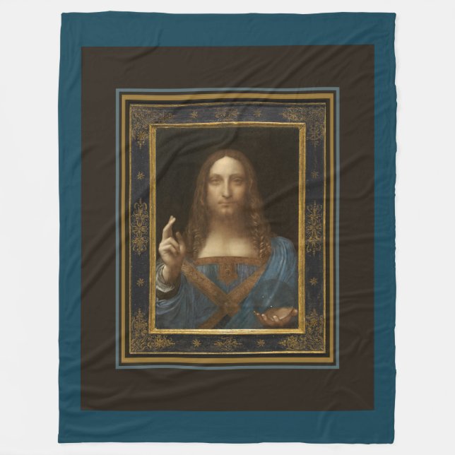 Salvator Mundi c 1500 Leonardo da Vinci Fine Art   Fleecedecke (Vorderseite)