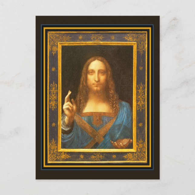 Salvator Mundi c 1500 Leonardo da Vinci Kunst Postkarte (Vorderseite)