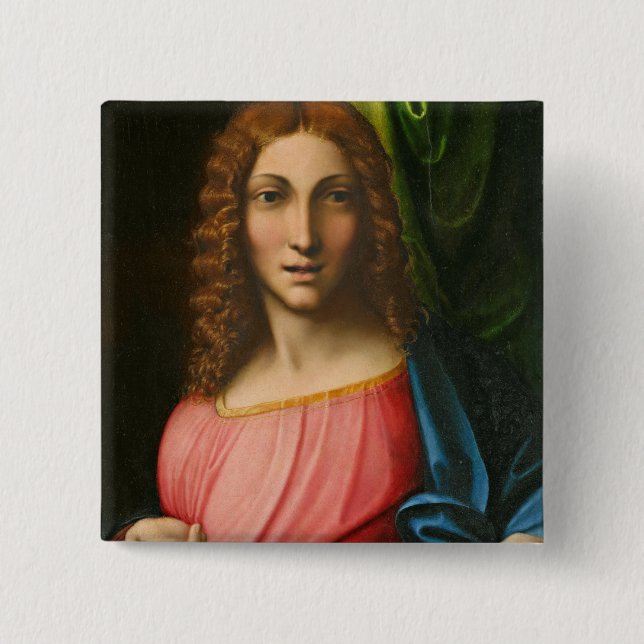 Salvator Mundi, C. 1515 (Öl auf Platte) Button (Vorderseite)