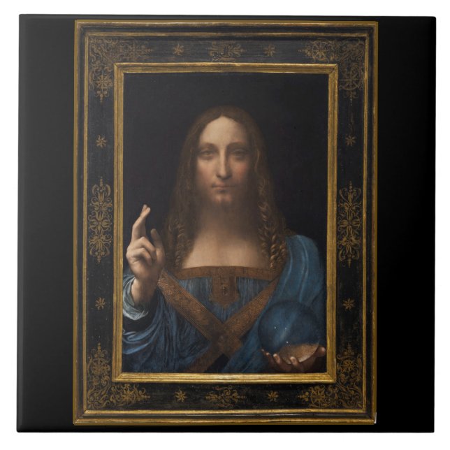 Salvator Mundi durch Leonardo da Vinci circa 1500 Fliese (Vorderseite)