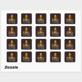 SALVATOR MUNDI FINE ART DRUCKEN QUADRATISCHER AUFKLEBER
