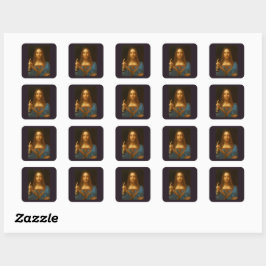 SALVATOR MUNDI FINE ART DRUCKEN QUADRATISCHER AUFKLEBER
