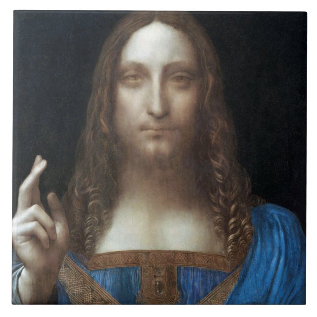 Salvator Mundi, Jesus Christus, Leonardo da Vinci Fliese (Vorderseite)