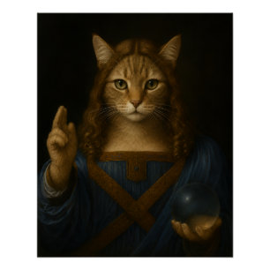 Salvator Mundi Katze Renaissance Parodie Kunst Poster