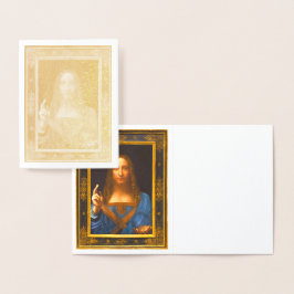 Salvator Mundi Leonardo Gold Foil Note Card Folienkarte