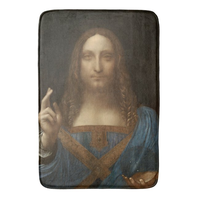 Salvator Mundi (Retter der Welt) (da Vinci) Badematte (Vorderseite Vertikal)