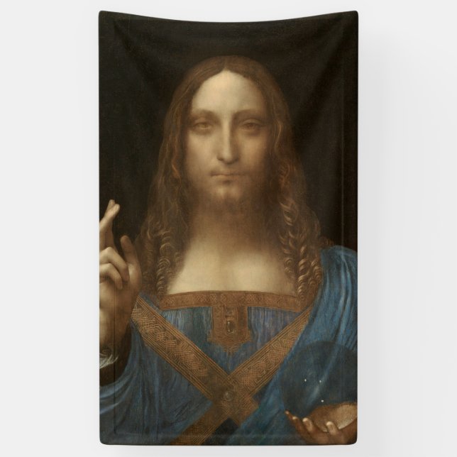 Salvator Mundi (Retter der Welt) (da Vinci) Banner (Vertikal)