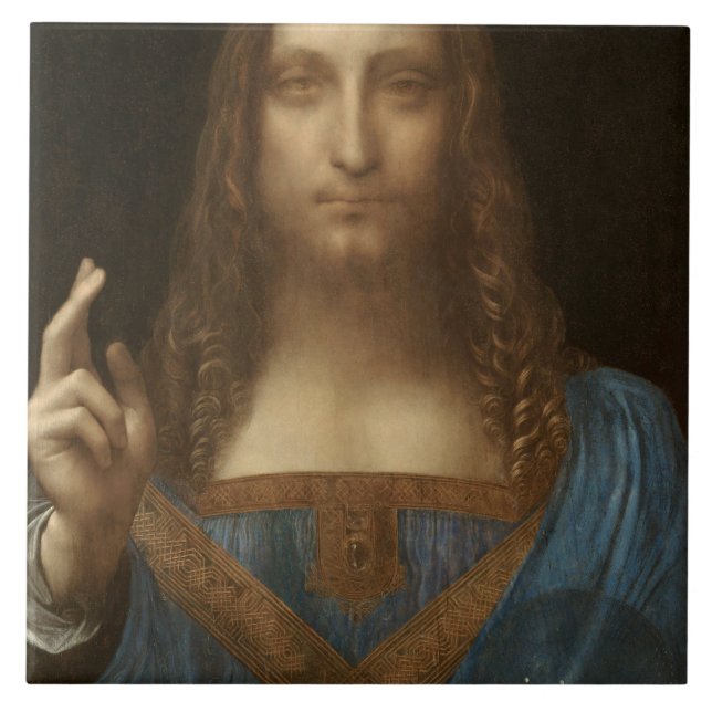Salvator Mundi (Retter der Welt) (da Vinci) Fliese (Vorderseite)