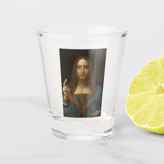 Salvator Mundi (Retter der Welt) (da Vinci) Schnapsglas (Vorderseite)