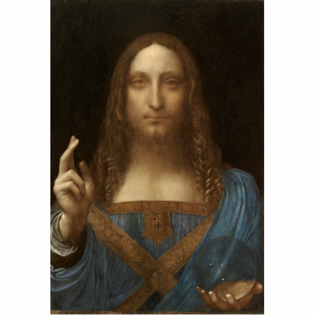Salvator Mundi von Leonardo da Vinci Fotoskulptur Magnet (Vorne)