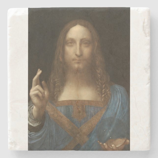 Salvator Mundi von Leonardo da Vinci Steinuntersetzer (Vorderseite)