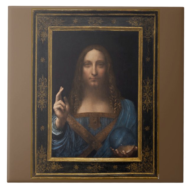 Salvator Mundi von Leonardo da Vinci um 1500 Fliese (Vorderseite)