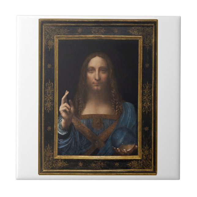 Salvator Mundi von Leonardo da Vinci um 1500 Fliese (Vorderseite)