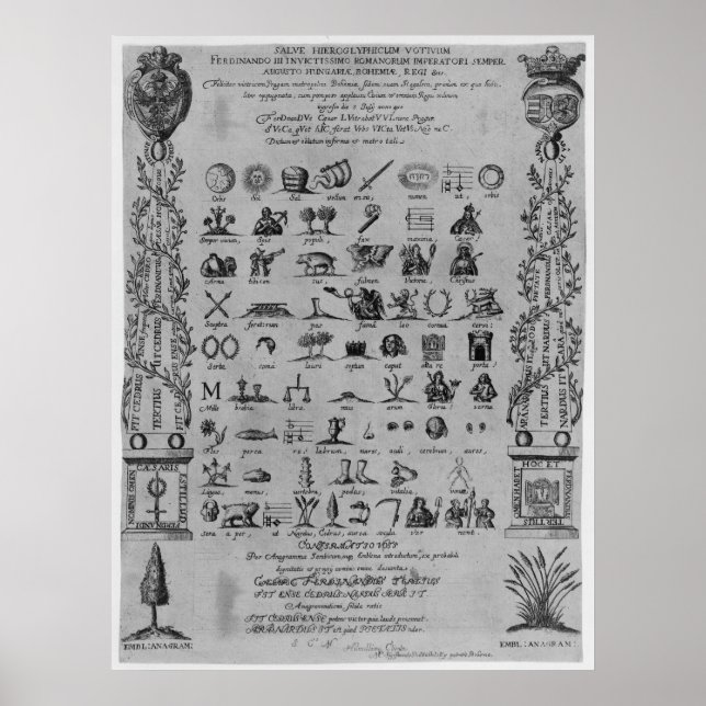 Salve Hieroglyphicum Votivum Latin Symbols Anagram Poster (Vorne)